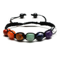 Chakras Knitting Square Beaded Natural Stone Bracelet ST193
