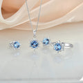 VVS Pendant Classic Sapphire Ring Shiny and Fashionable Zircon Necklace 925 Sterling Silver Earrings Women Fine Jewelry Set