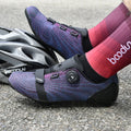 HBG 1430 New Leather Carbon Fiber Road Cycling Shoes Outdoor Wear-resistant Anti-skid Road Bike Shoes Lock Shoes
