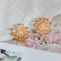 Stylish New Boutique Double Earrings for Women Cute Zircon Flower Daisy with Brass Gold Plating