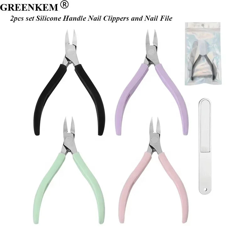 New Silicone Handle Nail Clippers Eagle Beak Pliers Nail Trimming Tools 2pcs Set Removing Dead Skin Nail Nlippers