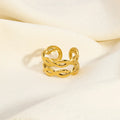 French Cool Style Titanium Steel Ring Fashion Personality Double Layer Cross Hollow Chain Stainless Steel Ring Wholesale