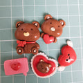 Valentine's Day Cartoon Bear Heart Flat Back Resin Cabochon Scrapbooking for Phone Decor Parts DIY Hair Bows Crafts