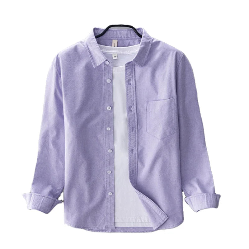 RNSHANGER New Style Long-sleeved Brand Cotton Shirts Men Fashion Comfortable Simple Shirt for Men Casual Mens Loose Shirts