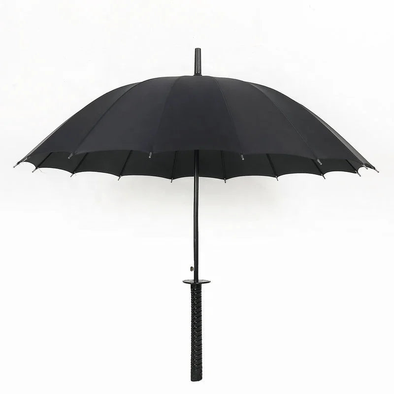 New Design Black Automatic Long Handle 16K Straight Anime Outdoor Japanese Umbrella