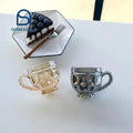 French Amber Embossed Cup Coffee Juice Cup Milk Glass Water Glass Round Amber With Handle Transparent Heat-resistant Water Cup