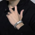 2023 Fashion Simple Multi-layer Jewelry Stainless Steel Keel Chain Bracelet for Men's Bracelet Gold Silver Color Machine Trendy