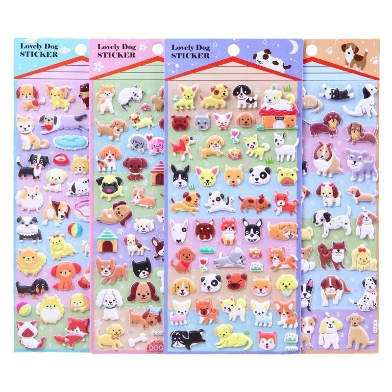 School Kids DIY Book Decoration Cute Dog Printing 3d Bubble Sticker Cartoon