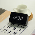 EMAF Home Decoration Cube Preciser Function Wooden Table Desk Alarm Clock Kids Wooden Table Temperature LED Digital Alarm Clock