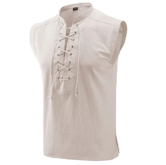 Adult Men Medieval Renaissance Warriors Knight Costume Robe Shirt Tops Sleeveless Cos Tabard Surcoat Male Tunic Vest