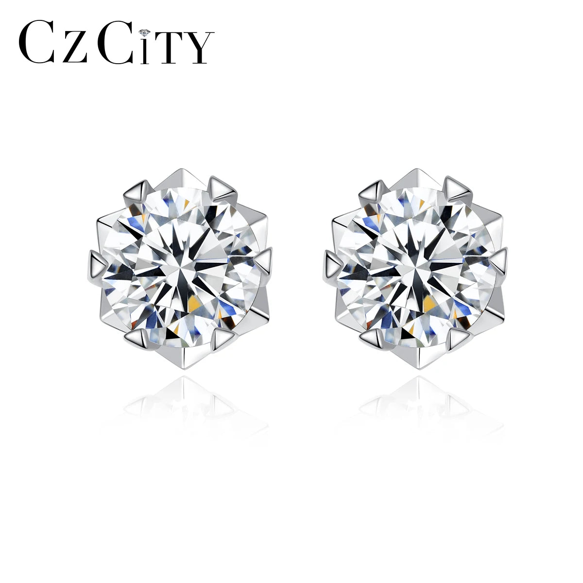 CZCITY One Carat Moissanite Stone Jewelry Earring 925 Sterling Silver Diamond Making Wedding Earring MegaBDM