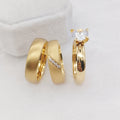 18K Gold Classic Trendy Stainless Steel 3pcs Bridal Sets CZ Diamond Wedding Engagement Rings for Couples Fashionable Jewel Rings