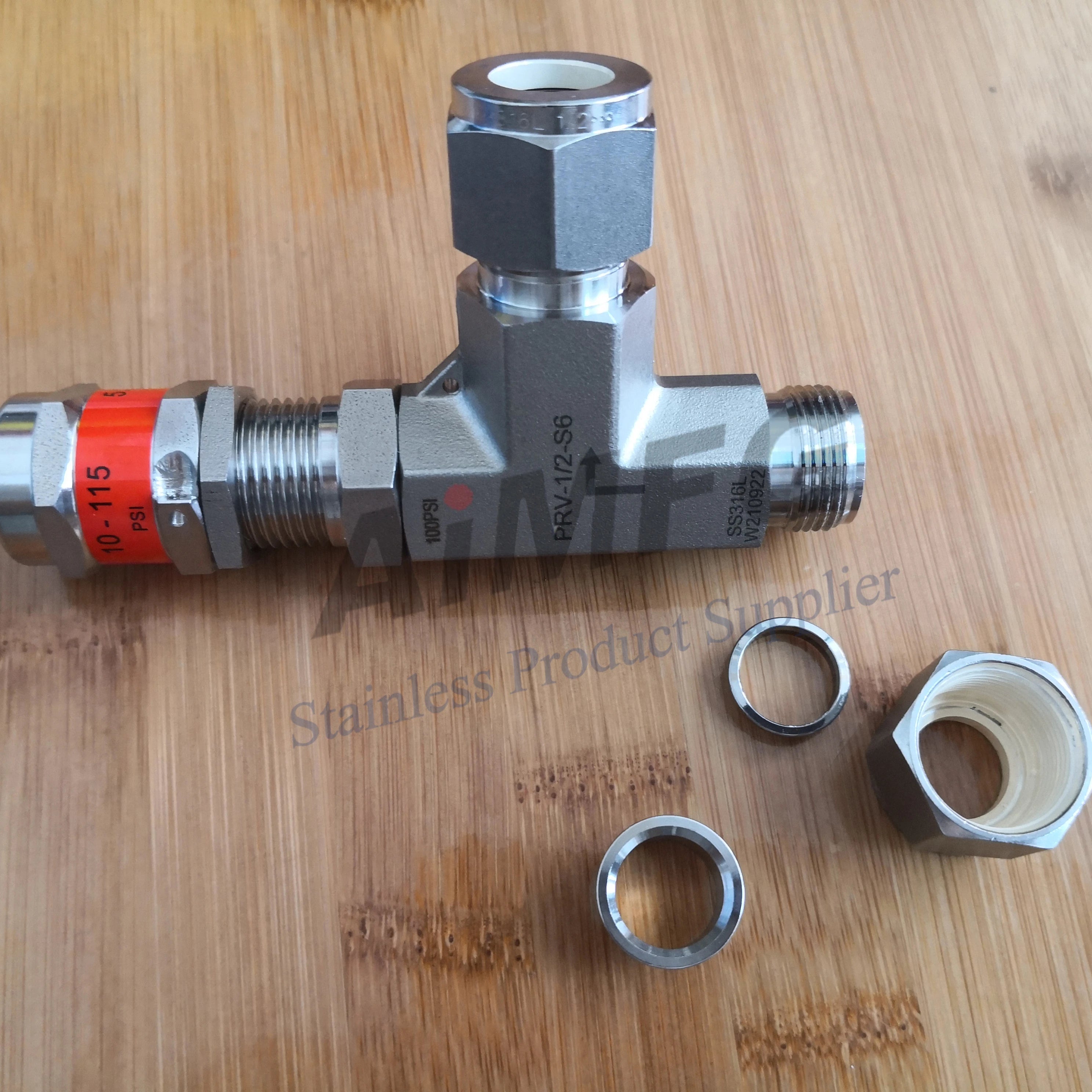 Pressure Reducing Proportional Relief Valve Adjustable Spring Stainless Steel 316L Safety Relief Valve Double Ferrule Connection