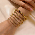 SC Hot Sale Fashion 18K Gold Plated Bracelet Simple Stainless Steel Bracelet Vintage Twists Adjustable Bracelet for Women