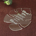 Free Sample Design Die Cutting Transparent Acrylic Wedding Invitation Leaf Shape Thank You Cards