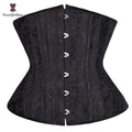 Satin and Jacquard Material Row Hooks Women Waist Trainers Bustier Black Corselet Underbust 26 Steel Boned Corset