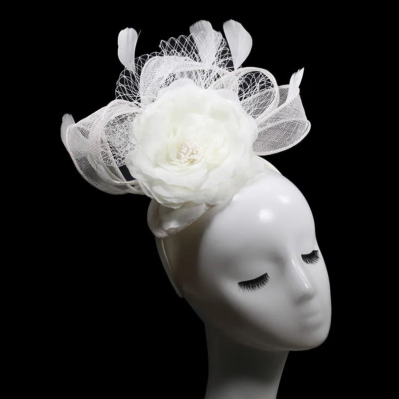 Elegant Adjustable Hair Accessories Flower Fashion Design White Wedding Bridal Ladies Hair Fascinator Hats Hairpin for Party