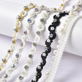 1 cm Width Black White Rhinestone Fabric Ribbon Pearl Embroidered Beaded Lace Trim Sewing DIY Collar Costume Hat Decoration