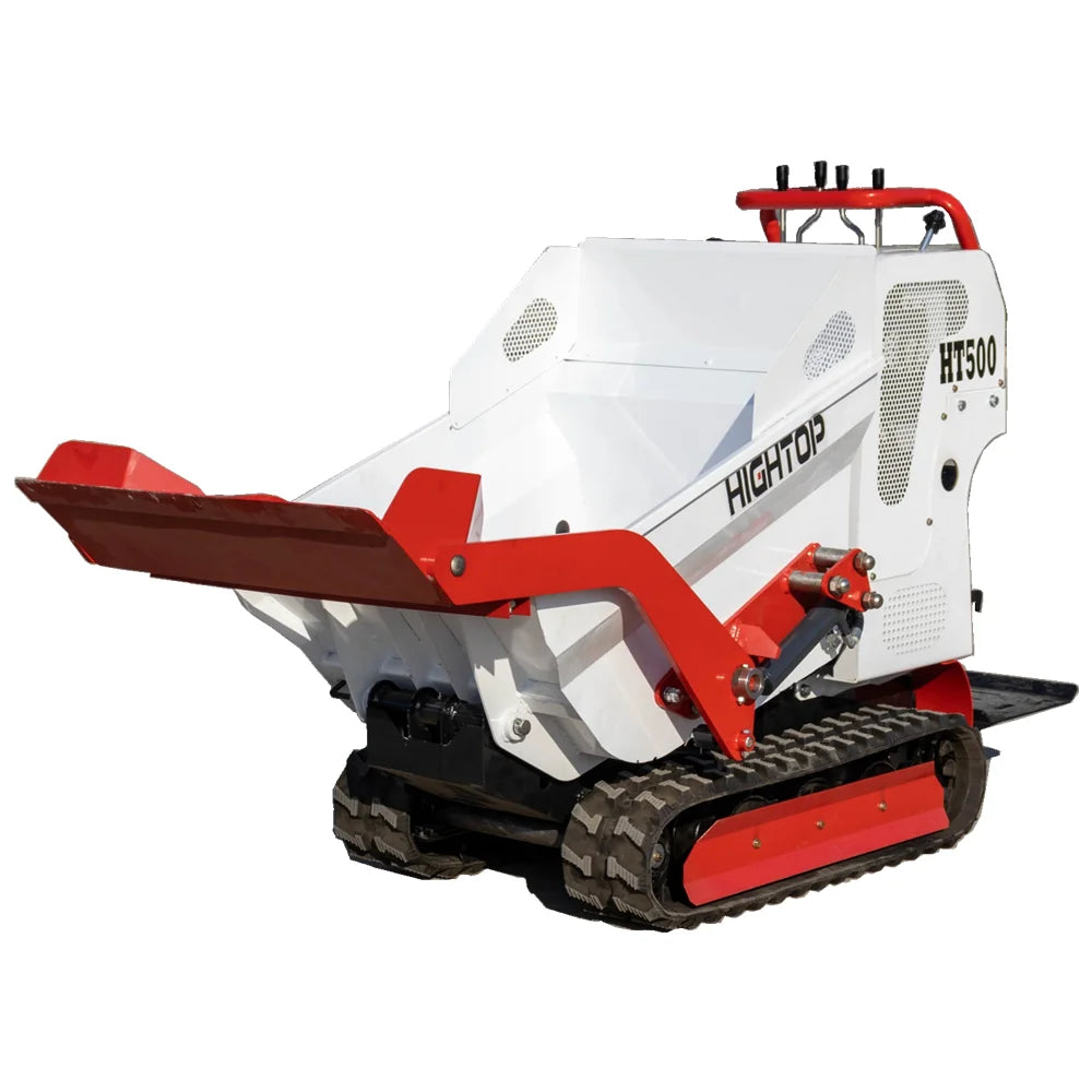 6.5hp Gasoline 500KG capacity full hydraulic crawler dumper truck with front loader