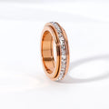 Wholesale Rotating Finger Spinner Ring Spinning Fidget Anti Anxiety 18k Rose Gold  Zircon Titanium Steel Women Wedding Ring