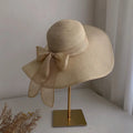 Outdoor Handmade Foldable Wide Brim Straw Sun Beach Hat Summer Beach Big Floppy Straw Hats With Bow