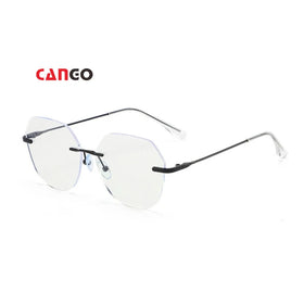 Cango Stylish Retro Unisex Custom Logo Glasses Trending Metal Frameless Designer Anti Blue Light Glasses