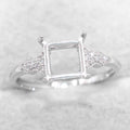 Sterling Silver 7*7mm Semi Mount Ring Square Shape Empty Frame Blank Claws Setting S925 Base Without Center Stone for Inlay DIY