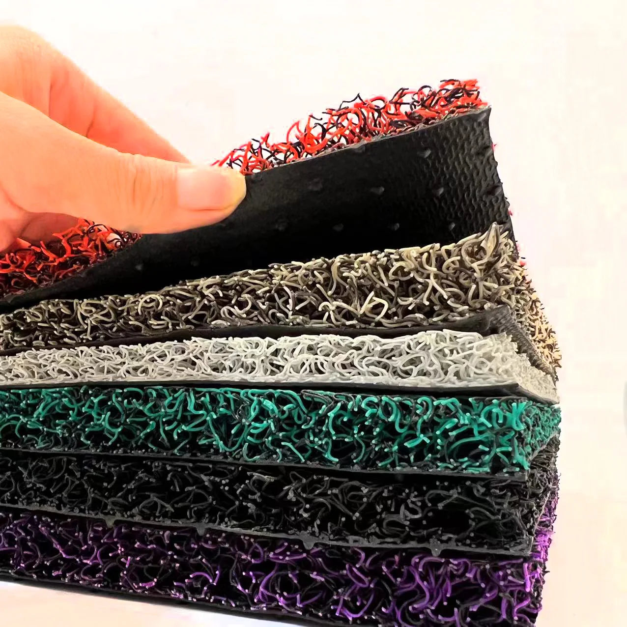Noodle Car Floor Mat Washable PVC Coil Rolls with Double Color Nail Backing Cushion Vinyl Loop Mat for Exercise Use