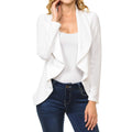Wholesale Custom Lightweight Blazer for Women Ladies Long Sleeve Classic Draped Open Front Button Decoration Solid Knitted