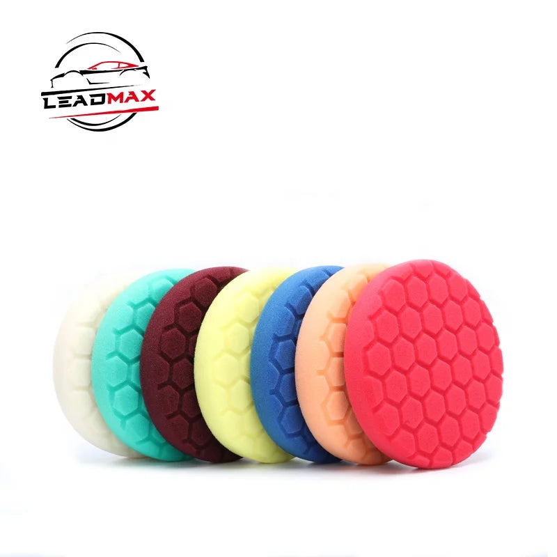 Leadmax OEM/ODM Yellow Honeycomb 3 Inch Sponge Polishing Buffing Pads Durable Car Body Polisher Accessory