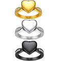 Wholesale Fashion Women's Stainless Steel Ring Heart Shaped Bone Ash Rhinestone Inlaid Laser Carving Logo Commemorative Jewelry