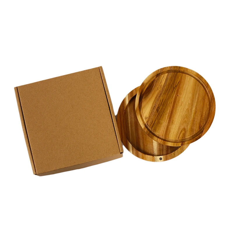 5 Inch Wooden Acacia Double Cocktail Salt Rimmer Box with 4 Magnetic Lid for Bar Tap Salt Box
