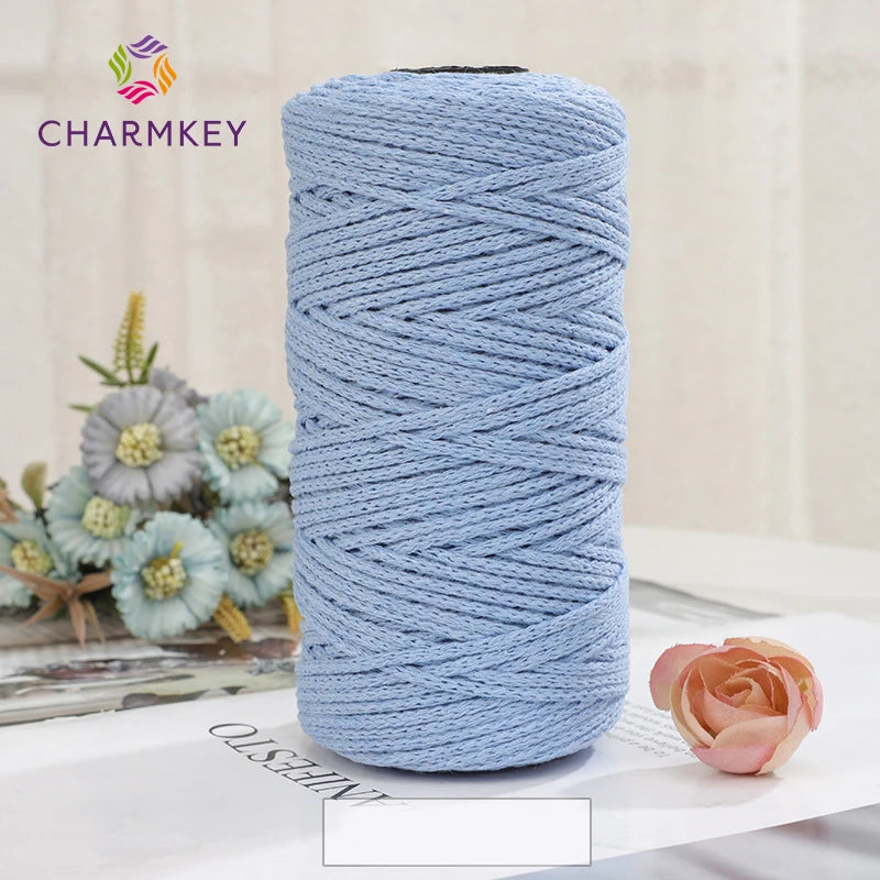 Charmkey 2mm 150m  Hollow Cotton Thread Macrame Organic Pure Cotton Rope Braided Cotton