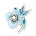 Chinese Style Bird Flower Brooches Women Rhinestones Pearl Brooch Pins Fabric Clothing Accessories Vintage Jewelry