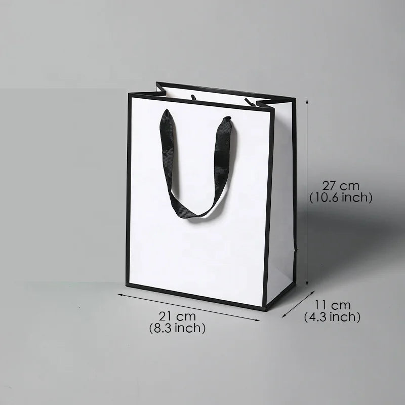 Custom Design Ribbon Handle Black Luxury Jewelry Cosmetic Gift Clothing Shopping Packaging Paper Bag