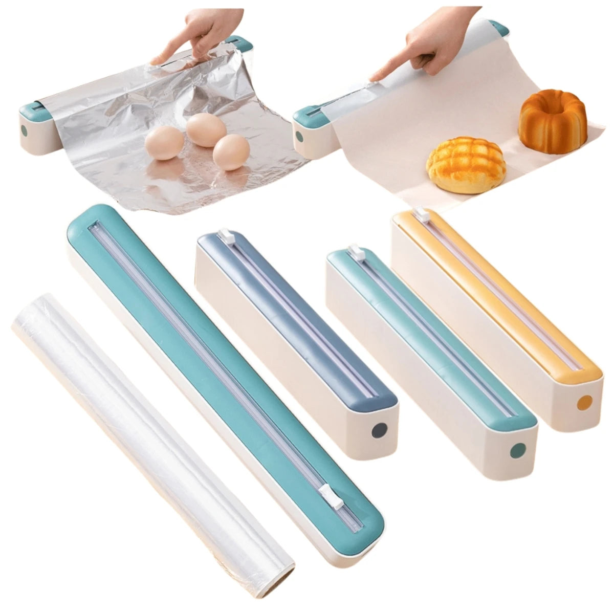 Hot Selling Reusable Food Wrap Cutter Foil Wax Paper Organizer Plastic Wrap Divider Cling Film Dispenser with Cutter