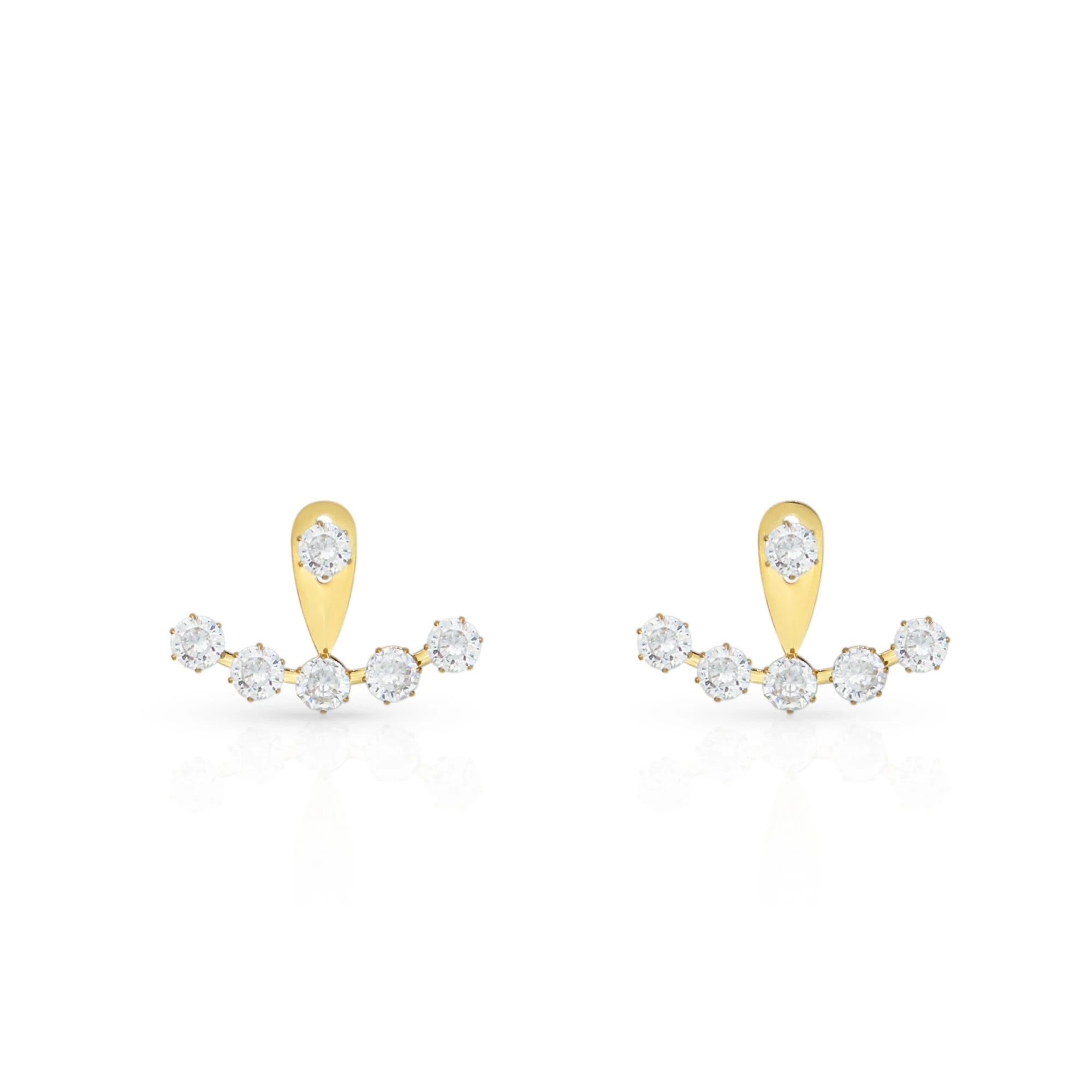 Chris April Fashion Jewelry 316L Stainless Steel PVD Plated Multi-way Zircon Stud Earrings