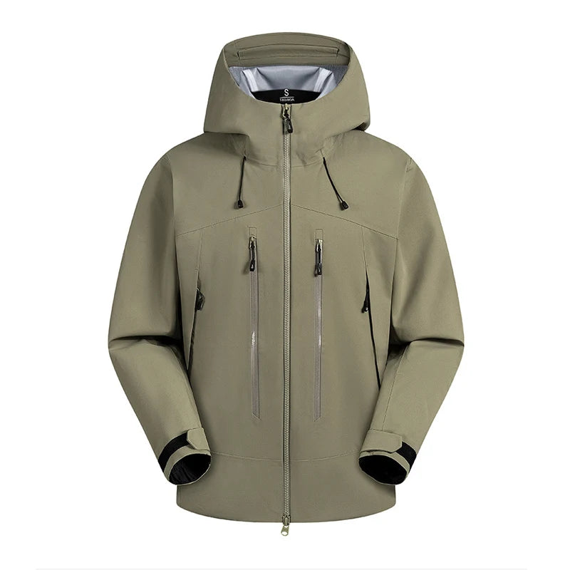Fully Seam Taped Waterproof Rain Jacket Hooded Windproof 3 Layer Outdoor Hard Shell Jacket Sport Trekking Windbreaker Coat
