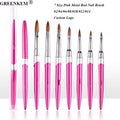 New Metal Pink Handle Nail Art Brush Acrylic 3D Pure Handmade Round Shape Nails Brush Acrylic Art Brush
