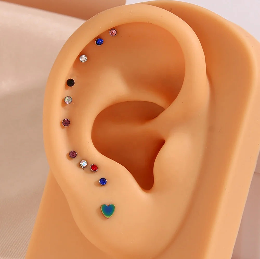 Tarnish Free 316L Stainless Steel Zircon Nose Stud Set for Women Fashion Nose Studs Surgical Steel