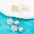 E010823 S925 Pearl Earring 925 Sterling Silver DIY 7-8mm Natural Freshwater Pearl Stud Earring for Women