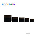 5ml/10ml/30ml/50ml/100ml Matt Black Eye Cream Container Cosmetic Glass Black Frosted Jar With Bamboo Lid