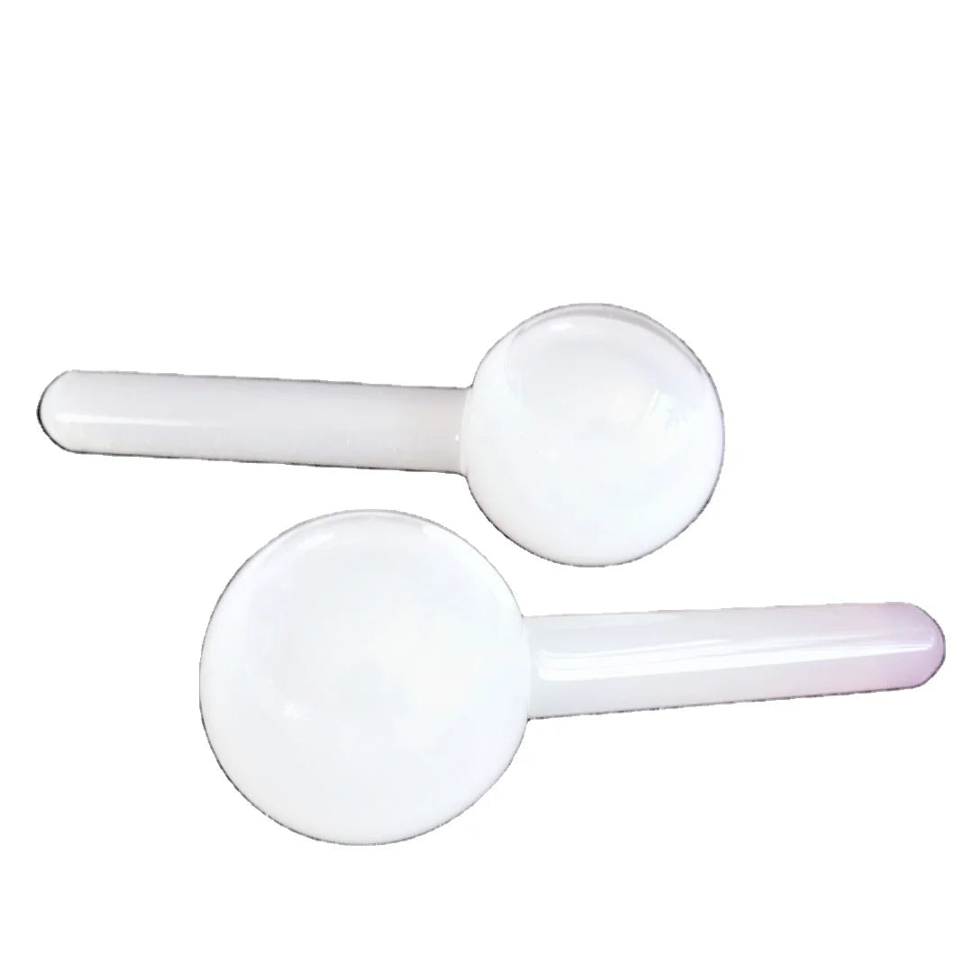 HY Cooling Glass Massager white color cooling ice globe with Anti-Freeze Liquid Inside MegaBDM