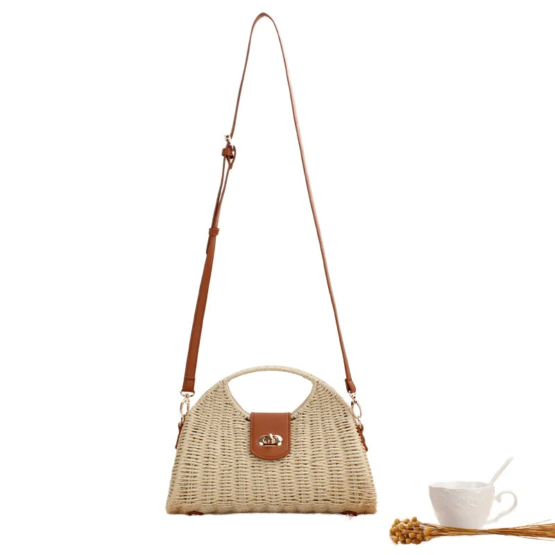 Straw Clutch Handbag Women Straw Crossbody Bag Wallet Summer Beach Bag