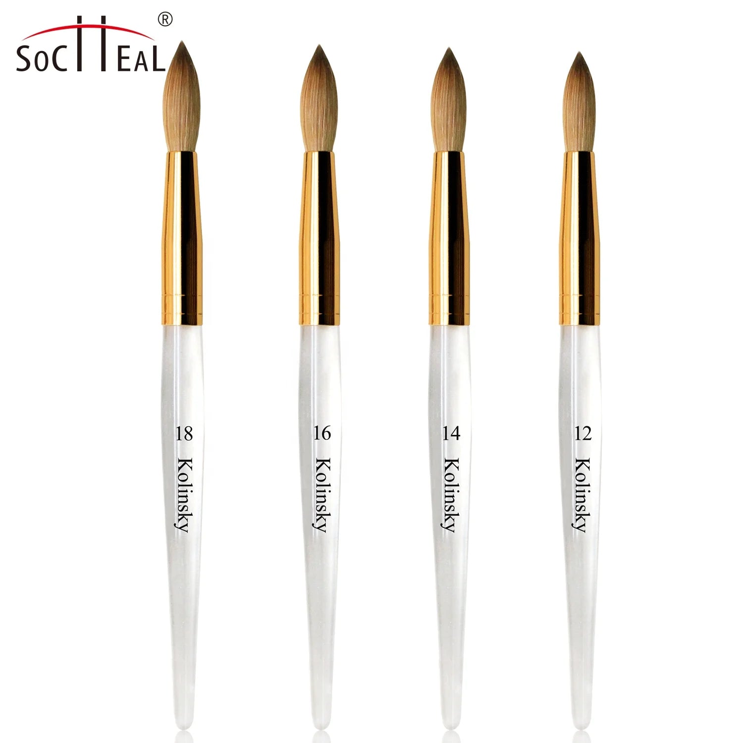 YALIXIN Nail Supplier 100% Pure Kolinsky Round Brush Custom Logo Transparent Handle Acrylic Nail Brush for Acrylic Nails Art