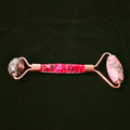 HY Smooth rolling tightening skin facial welded rhodonite jasper roller massager flower handle