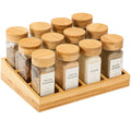 Best Seller Small 120ml 4oz 12pcs Square Kitchen Spice Organizer Glass Shaker Bottle Jar Container Set with Bamboo Wood Stand