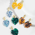 Factory Direct Sales Trend Gradation Monstera Leaf Earrings Personality Metal Ear Needle Plant Earrings for Women