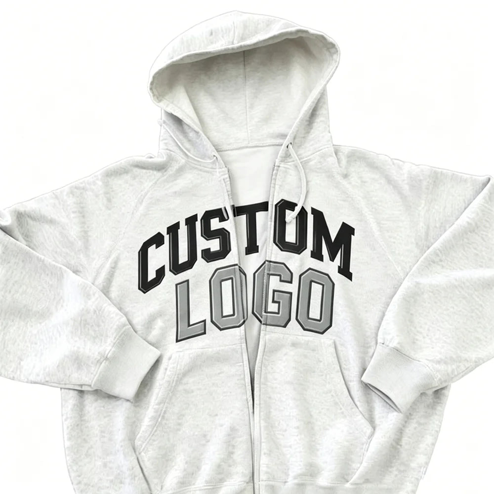 Men's Custom Graphic Full-Zip Hoodie 460gsm Horror Clown Print Hood Lining Detail Streetwear Gothic Style Top