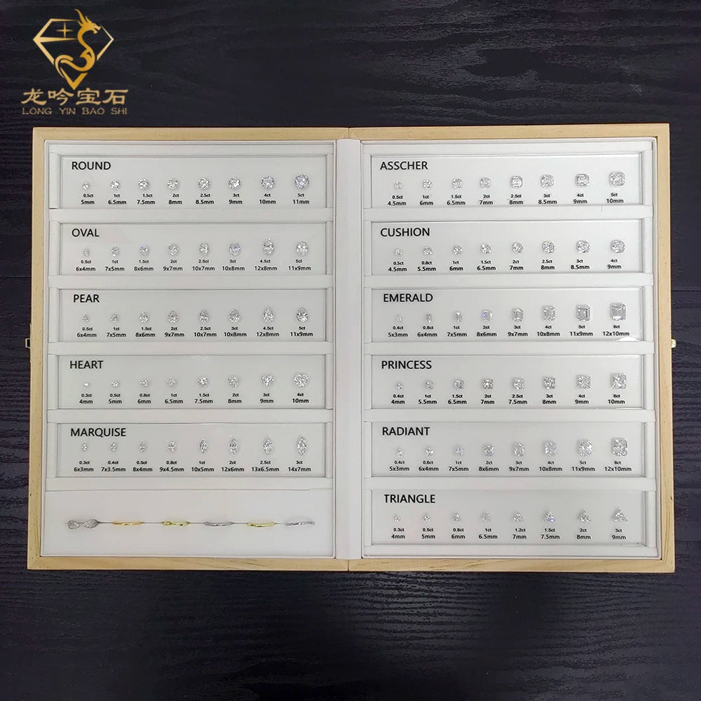 LONGYING Jewelry Gemstone Cubic Zirconia Master Diamond test Tool  11 Shapes CZ Gem Chart Stones